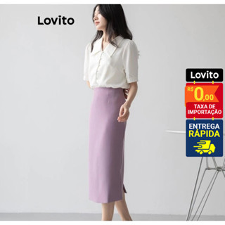 Lovito Saia Feminina Lisa com Fenda nas Costas LNE56515