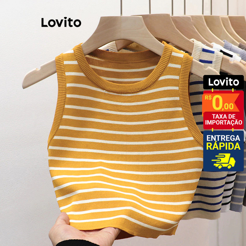 Lovito Casual Regata Feminina Estampa Listrada LNE37012