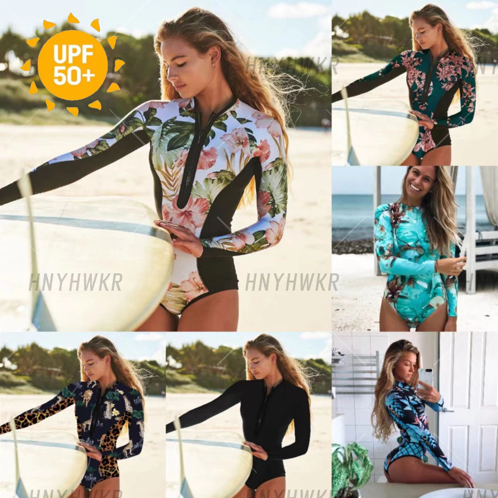 UV bikini Maiô Sexy de uma peça feminino/moda surf maiô protetor solar manga comprida mergulho