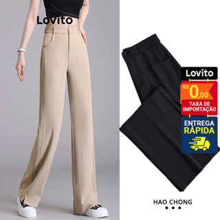 Lovito Calça Feminina Abertura Leve na Barra LNE54141 em Oferta na Shopee