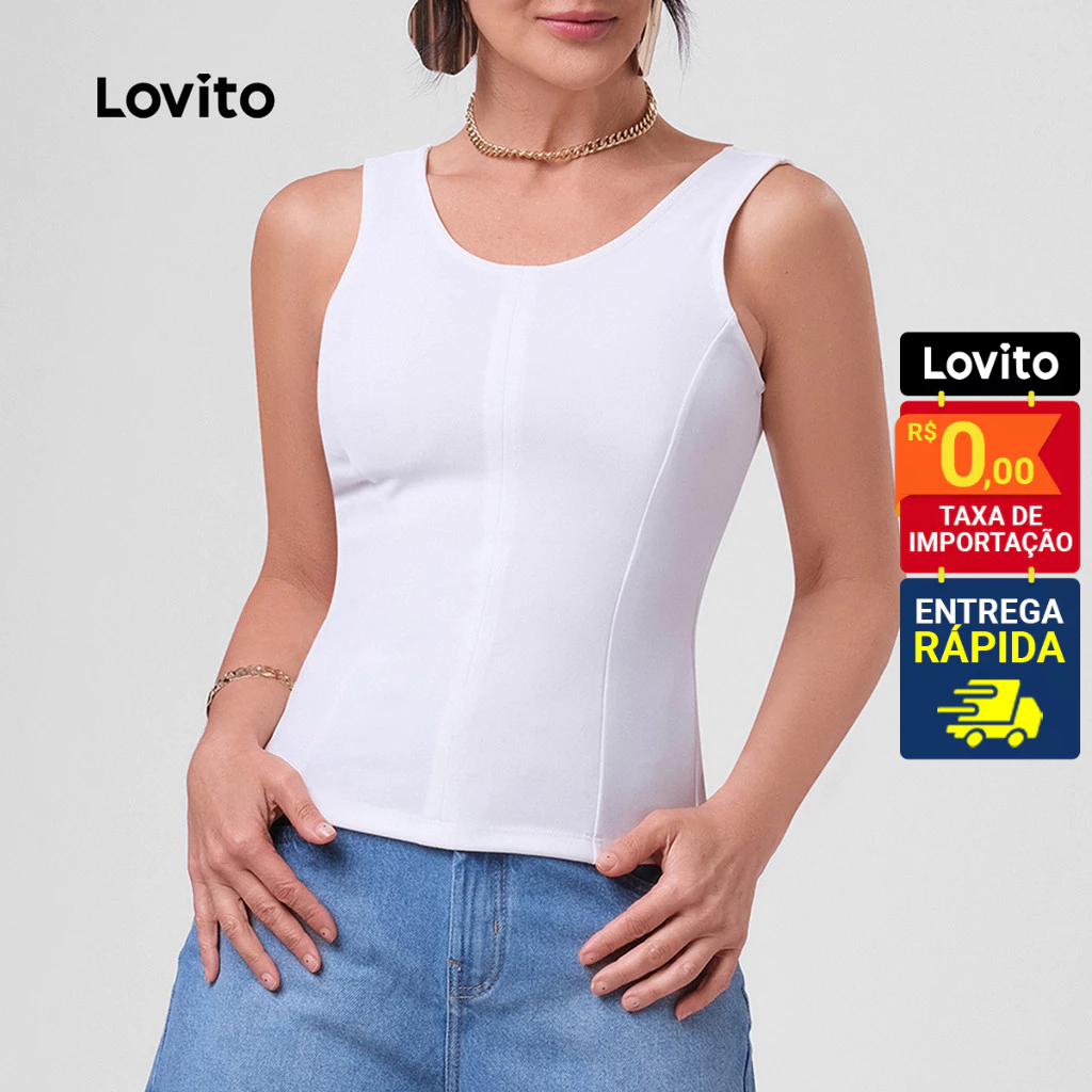 Lovito Casual Simples Regata para Mulheres LB235BRL264