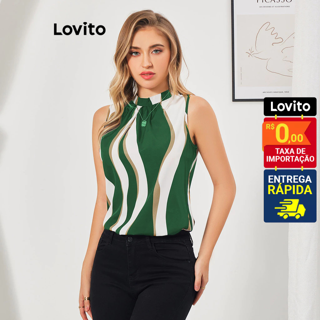 Lovito Boho Blusa Feminina Básica com Patchwork LBL07042 - Women Clothes