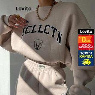 Lovito Moletom casual com letras para mulheres