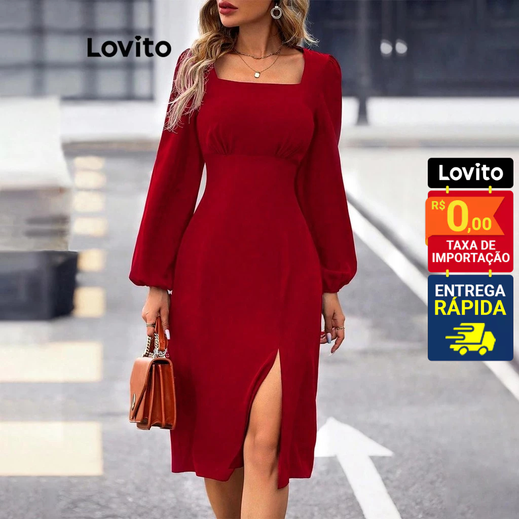 Lovito Vestido dividido para mulheres LNL59242
