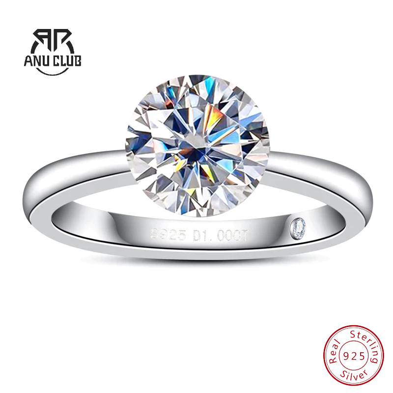 Anel De Casamento Moissanite De Corte Redondo AnuClub 3ct D/VVS1 Prata 925-Kit De Compromisso De Aniversário em Oferta na Shopee