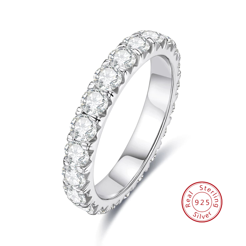 AnuClub Anel De Casamento moisésita De 3 Mm D/VVS1 Prata 925 Anel de Noivado Moderno Frete Grátis em Oferta na Shopee