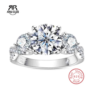 AnuClub Aliança Moissanita Três Pedras  4cttw D/VVS1 Prata 925 - Kit Aniversário Compromisso Frete Grátis em Oferta na Shopee
