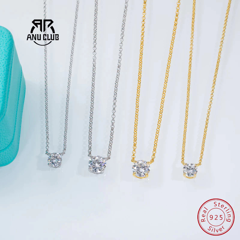 Pingente AnuClub Moissanite 1CT D VVS1 | Corrente De Ombro ∞ Prata 925 Certificado em Oferta na Shopee
