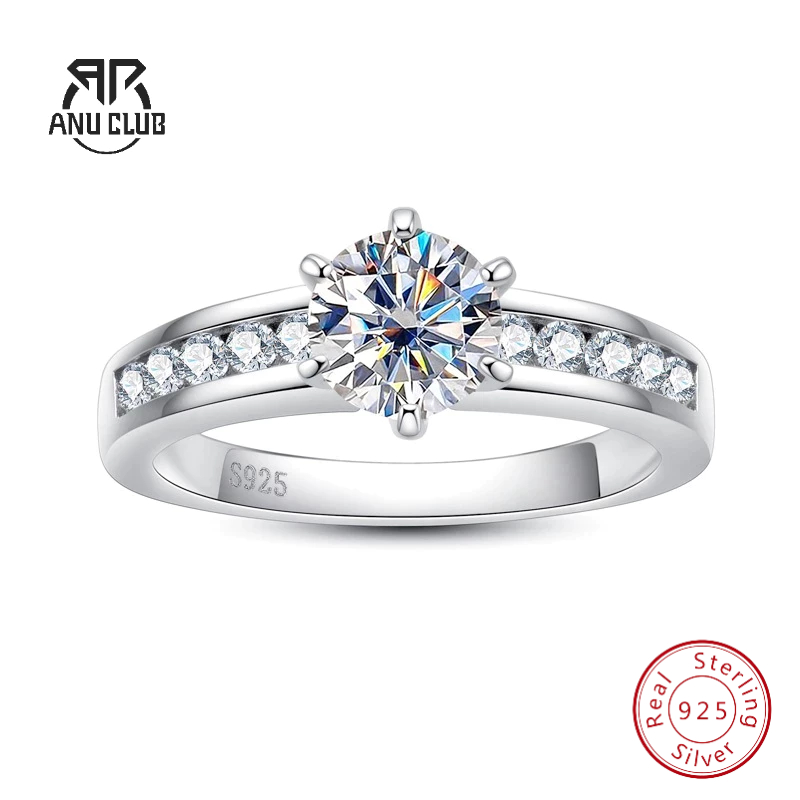 AnuClub 1CT Six Prong Solitaire Moissanite Anel De Prata 925 , Presente Para Casamento , Noivado , Aniversário em Oferta na Shopee