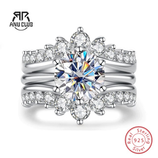 AnuClub Conj. Noivado Moissanite 4.52cttw, 3CT, Prata 925, Anel 3 em 1 c/Certificado. Frete Grátis em Oferta na Shopee