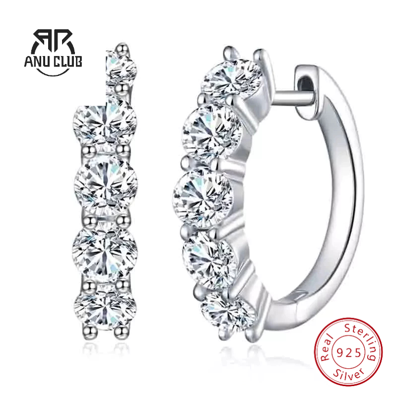 Brincos De Argola AnuClub Moissanite , Com Corte Redondo 3cttw D , Prata Esterlina 925 Frete Grátis em Oferta na Shopee