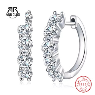 Brincos De Argola AnuClub Moissanite , Com Corte Redondo 3cttw D , Prata Esterlina 925 Frete Grátis em Oferta na Shopee