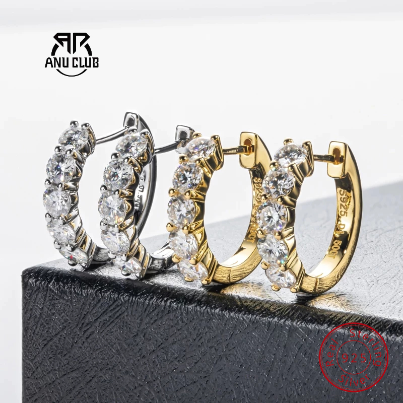 Brincos De Argola AnuClub Moissanite 3cttw | Dureza D-Color 9.25 Presente De Luxo Em Prata 925 Frete Grátis em Oferta na Shopee