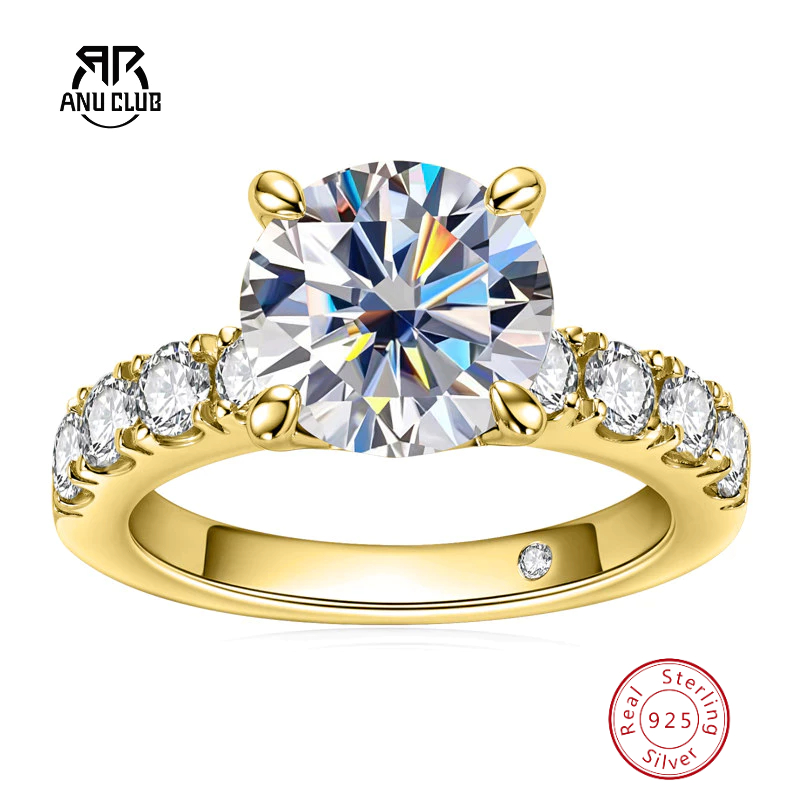 AnuClub Anel Moissanite 4.3cttw D/VVS1 Prata 925 Kit Noivado - Frete Grátis em Oferta na Shopee