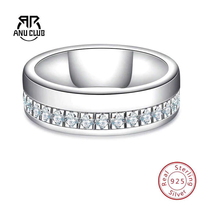 Anel De Casamento De Moissanite Com Corte Redondo AnuClub 2 Mm D/VVS1 Prata 925-Kit De Compromisso De Aniversário em Oferta na Shopee