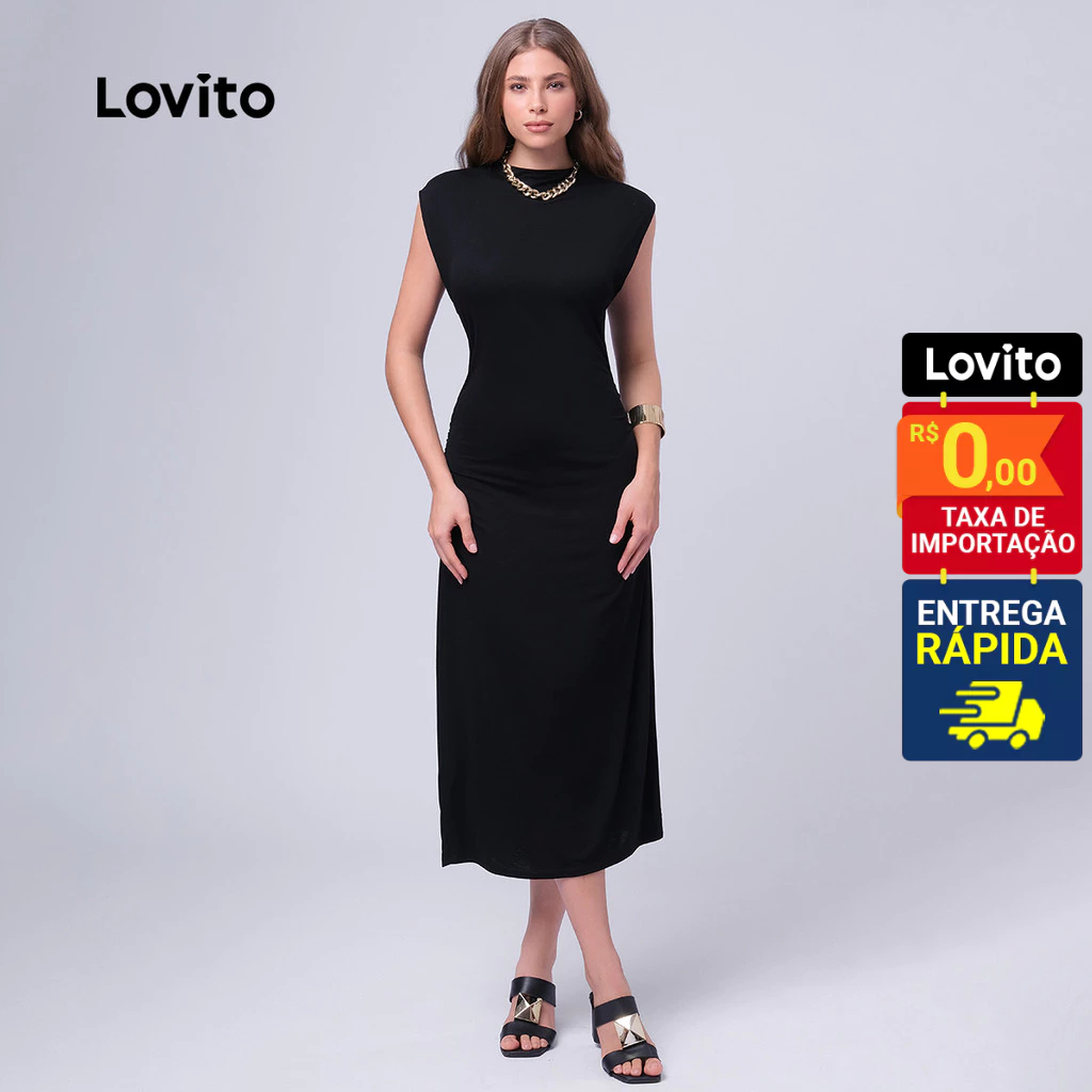 Lovito Vestido liso Casual para mulheres LB406BRL435