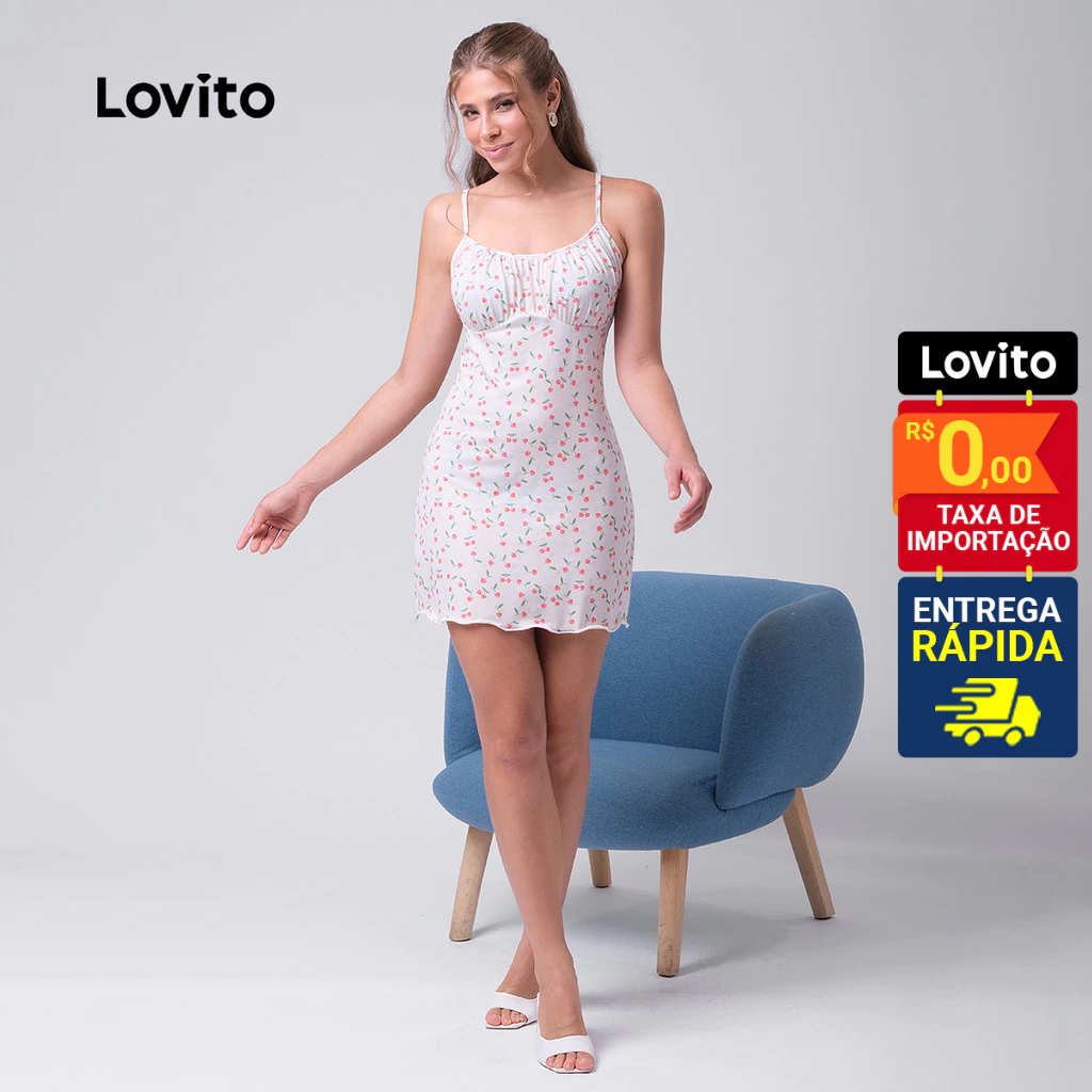 Lovito Lindo vestido de dormir de frutas e vegetais para mulheres LB308BRL337