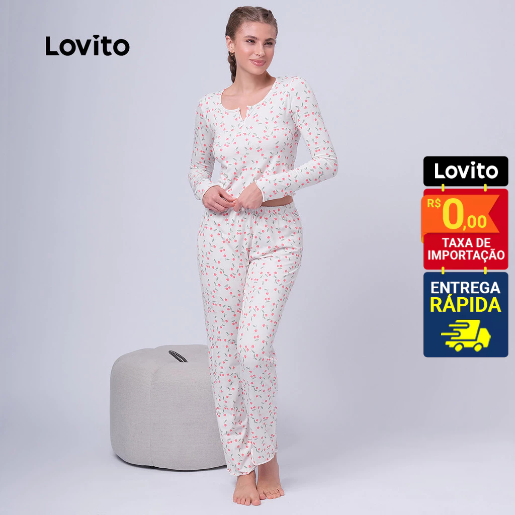 Lovito Conjuntos de pijama fofos de frutas e vegetais para mulheres LB307BRL336