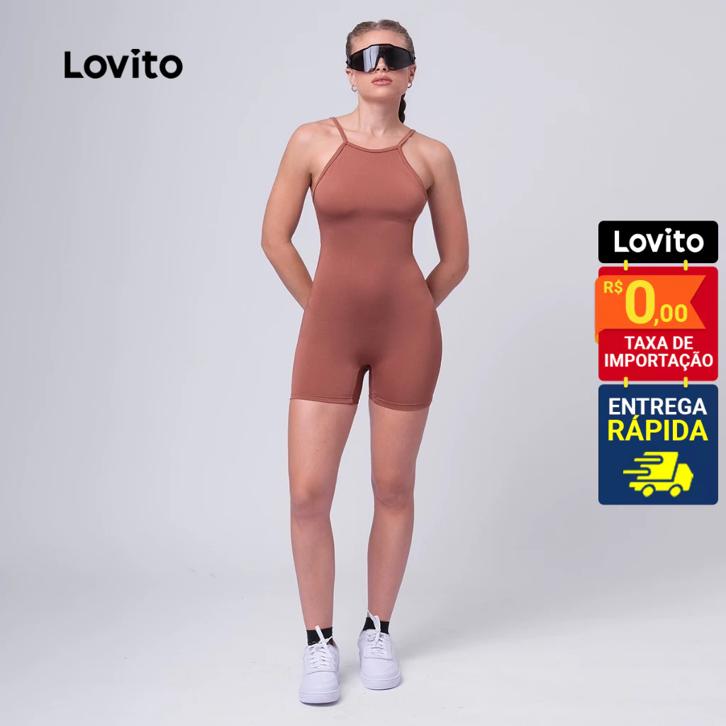 Lovito Macacão Feminino Curto Esportivo LB346BRL375