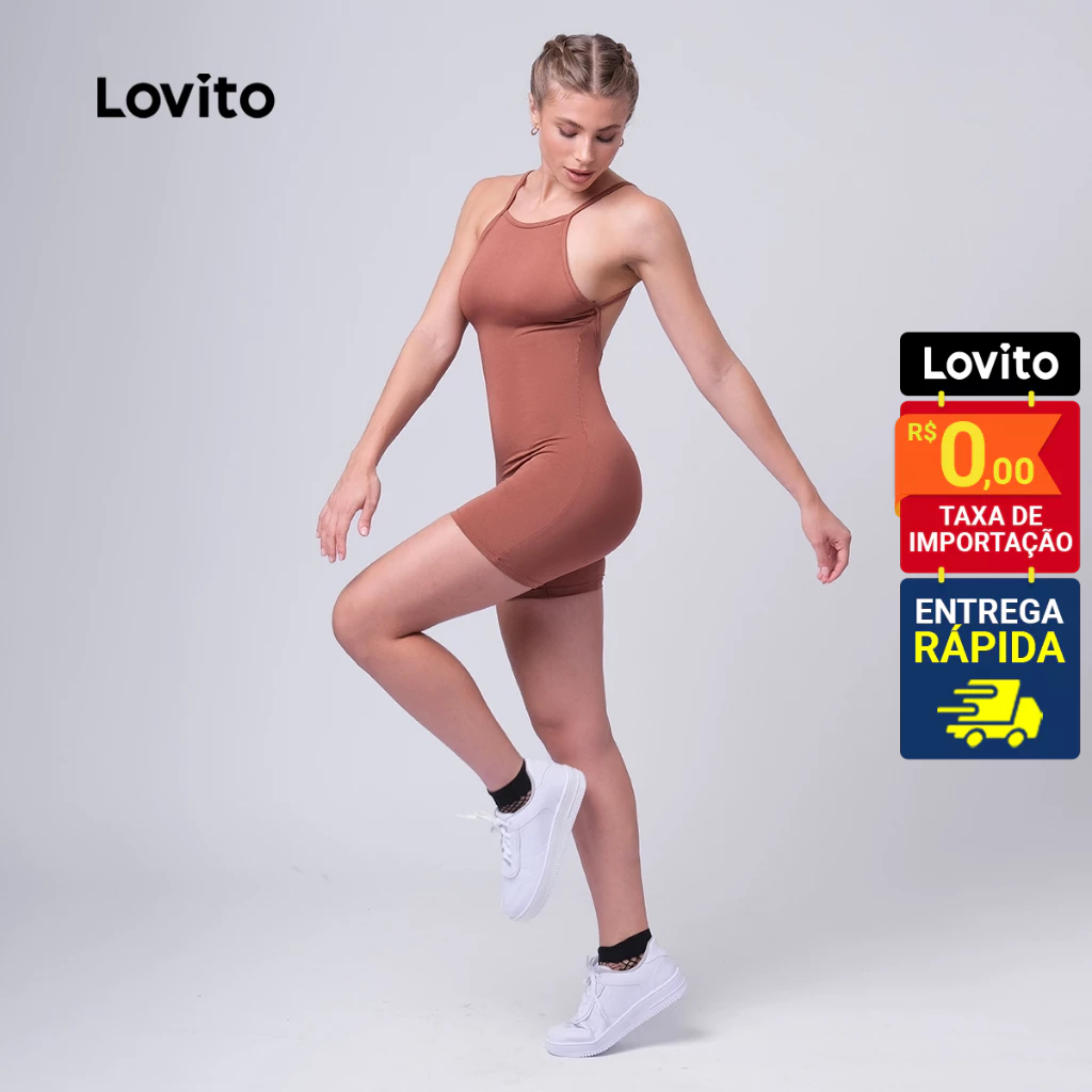Lovito Macacão Feminino Curto Esportivo LB346BRL375
