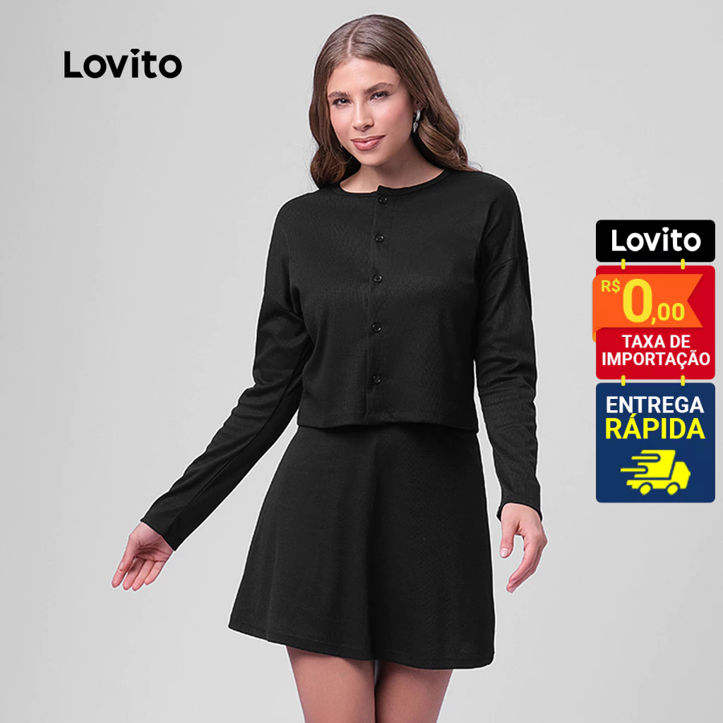 Lovito Saia Feminina Curta Lisa LB473BRL503 - Women Clothes