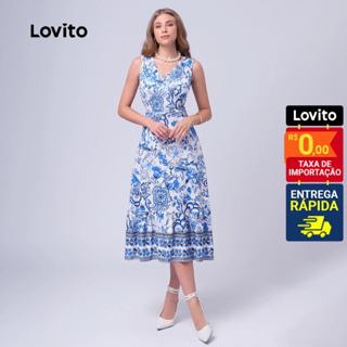 Lovito Vestido Feminino Midi Estampa Boho LB655BRL685 em Oferta na Shopee