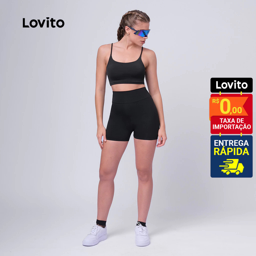 Lovito Top Feminino Esportivo Alça Fina