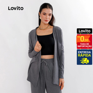 Lovito Casaco Cardigan Casual Liso Feminino LB599BRL629 em Oferta na Shopee