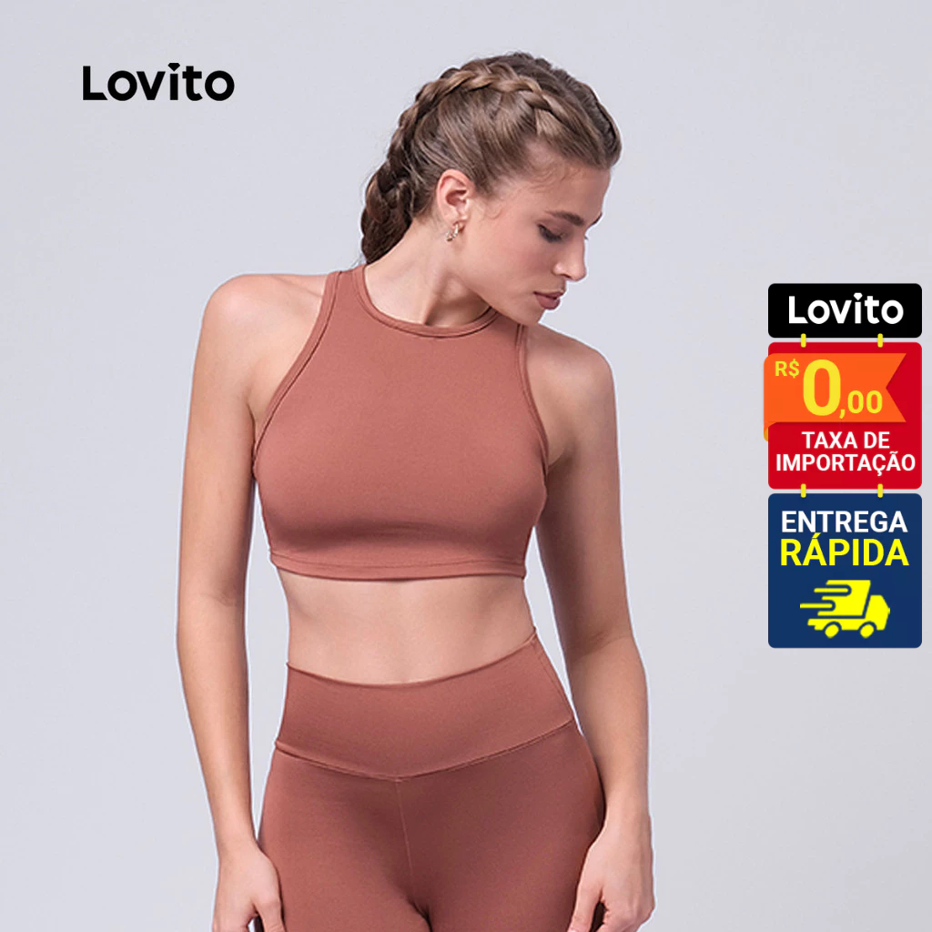 Lovito Top Feminino Esportivo Nadador LB347BRL376