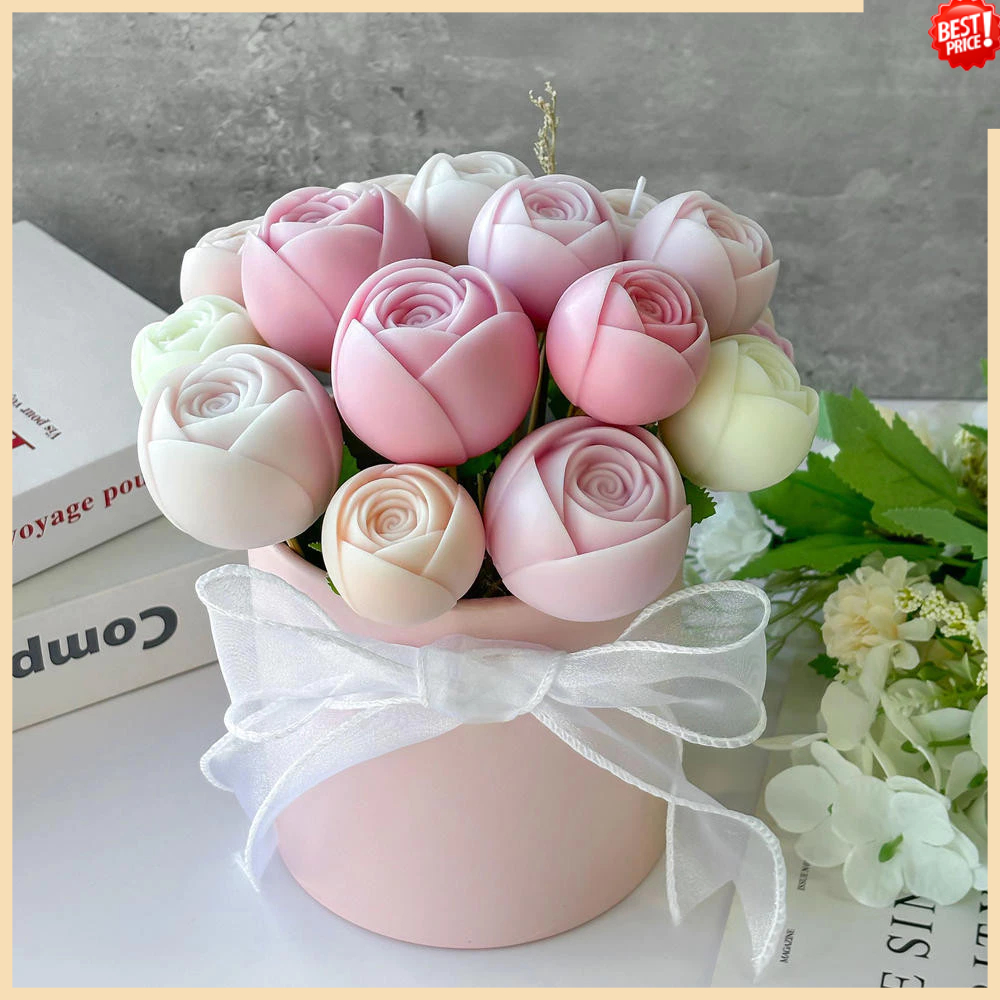 Molde De Vela Suculenta De Flor-Rosa-Moldes De Silicone De Fundição De Resina Para Decoração De Casa E Fabricação De Vel
