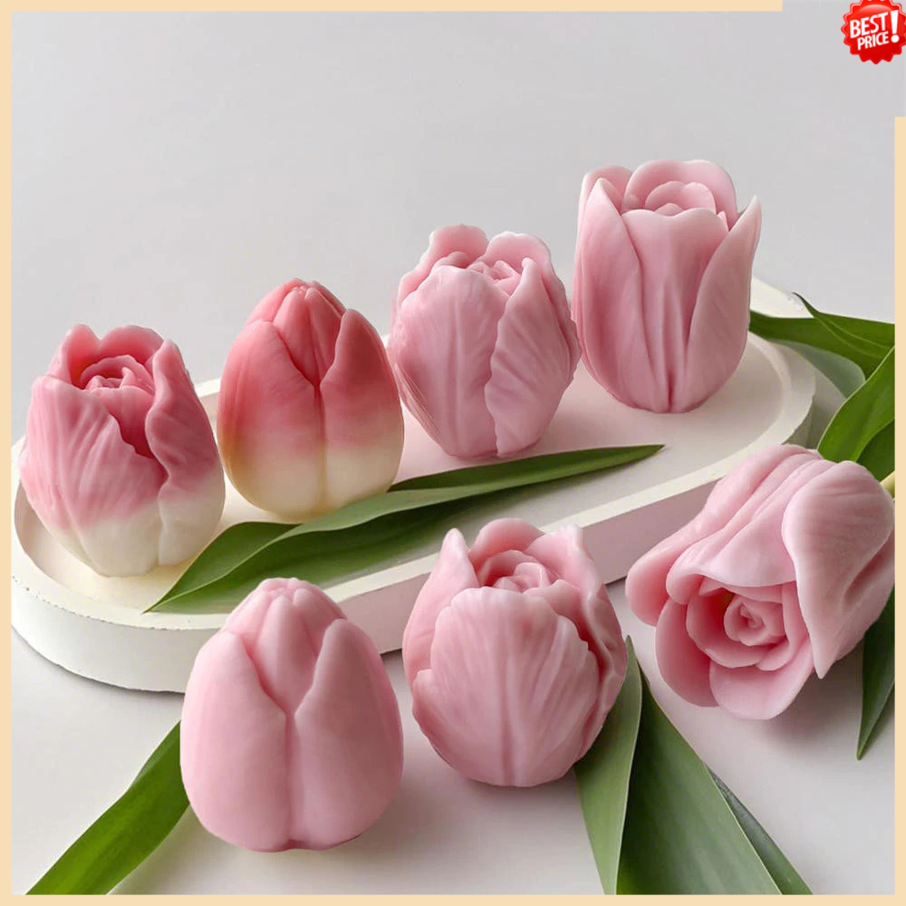 Moldes De Silicone De Flor De Tulipa Molde De Sabão De Vela De Resina Floral 3D , Para Fazer Velas Artesanato Em DIY , D