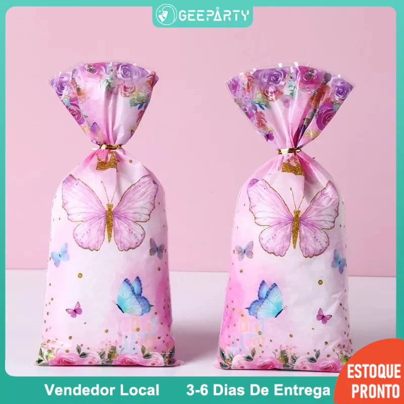 GeeParty – 20/40 Peças Bolsas de Doce Tema Borboleta  para Aniversário de Criança e Casamento