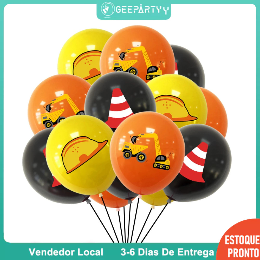GeeParty – 15/30 Peças Bexigas de Látex Tema Construção para Aniversário