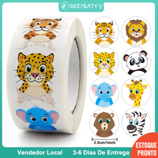 GeeParty – Rolo de Etiquetas com Animais da Selva (500 Unidades por Rolo) para Festa de Aniversário Safári em Oferta na Shopee