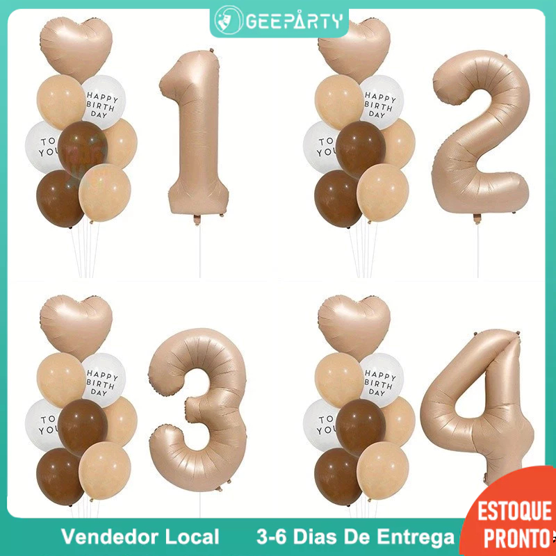 GeeParty – Conjunto de Bexigas com Estética Retrô Khaki (11 Unidades) para Festa de Aniversário em Oferta na Shopee