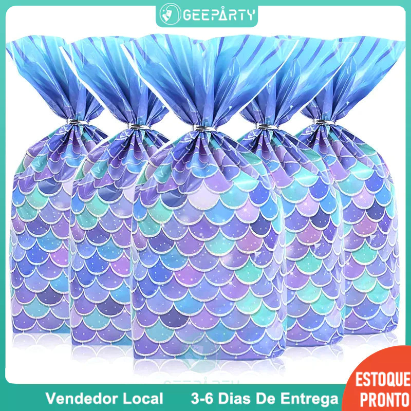 GeeParty –  20/40 Peças Sacolinhas de Brindes com Motivo da Sereia para Meninas