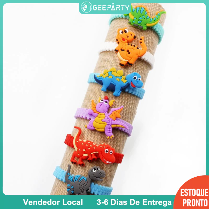 6 Pçs Bonito Dinossauro Pulseiras Crianças Pulseira De Borracha Presentes Da Festa De Aniversário Moda Presente