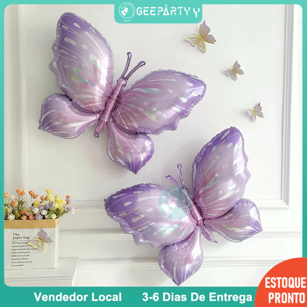 GeeParty 4 Peças Novo Balão De Folha De Borboleta Roxa Para Decorações De Festa De Aniversário De Casamento De Meninas