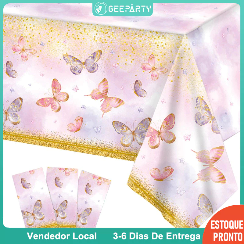 GeeParty Toalha De Mesa Com Tema De Borboleta , À Prova D'água , Decoração Para Festa De Aniversário De Menina em Oferta na Shopee