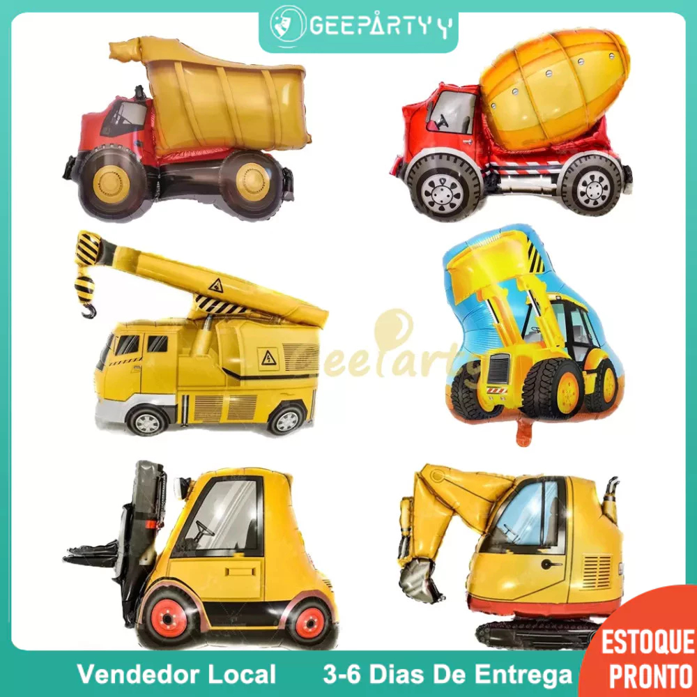 GeeParty - 6 Unidades Balão de Folha em Formato de Caminhão Cartoon para Decoração de Festa de Menino em Oferta na Shopee