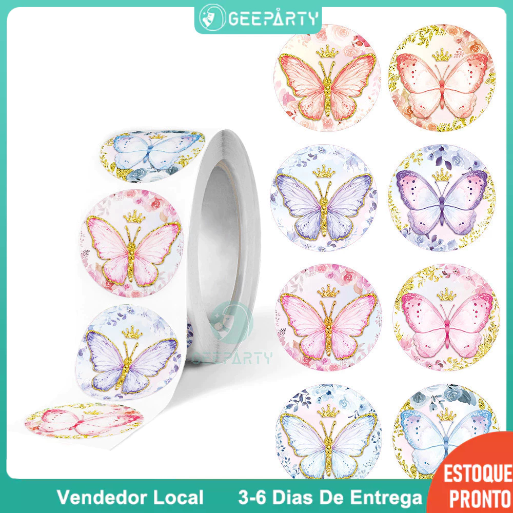 GeeParty - 500 Peças Adesivos de Borboleta Rosa e Lilás (8 Estilos) para Decoração de Festa em Oferta na Shopee