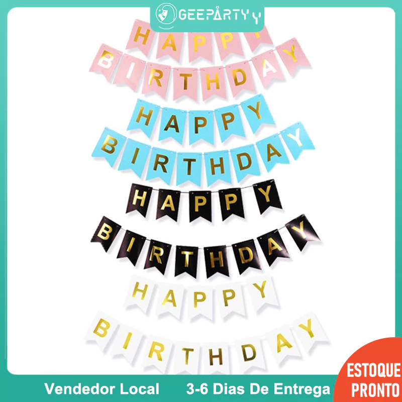 GeeParty - 12x16 cm Bandeira de Aniversário com Estilo Cauda de Peixe para Decoração de Festa em Oferta na Shopee