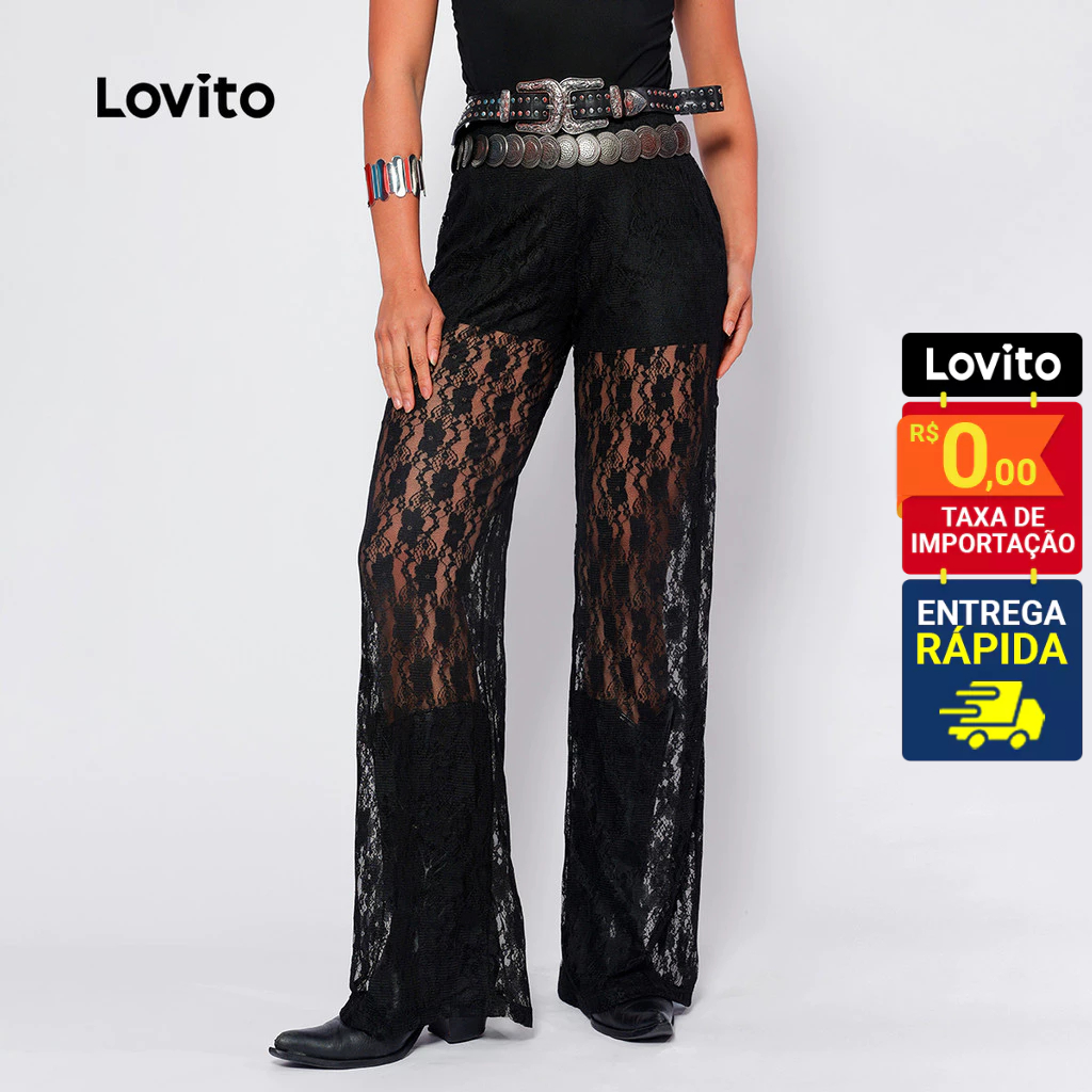Lovito Calça Feminina Lisa Estilo Boho LB1016BRL1046 em Oferta na Shopee