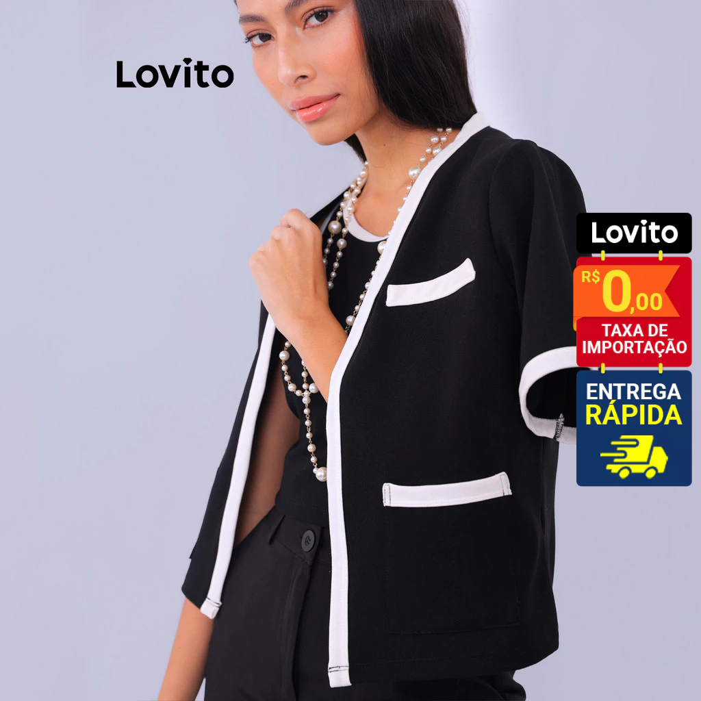 Lovito Conjunto Top e Cardigan  com Bolso para Mulheres LB395BRL424 em Oferta na Shopee