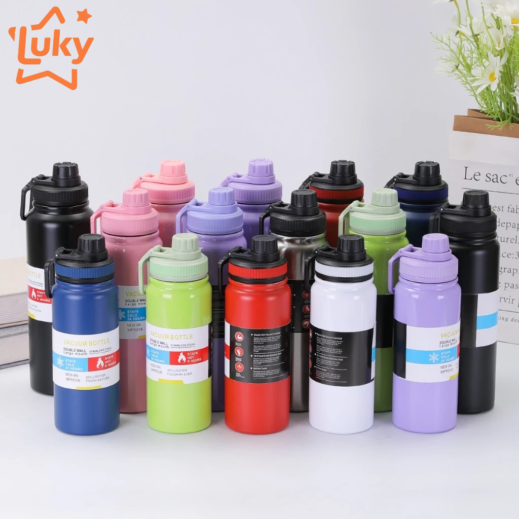 Garrafa Térmica com CAPA Protetora 600ml 800ml 1000ml Espacial Quente & Frio Com Isolamento De Inox Grande Capacidade