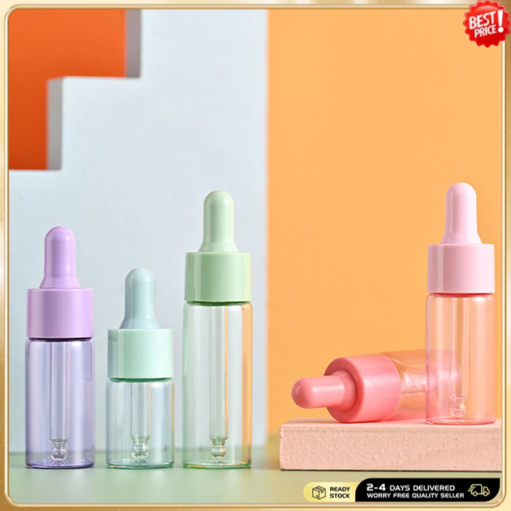 Mini Frasco Conta-Gotas De Vidro Para Óleo Essencial , Amostra Transparente Com Tampa Dourada , Recipientes Líquidos Cos