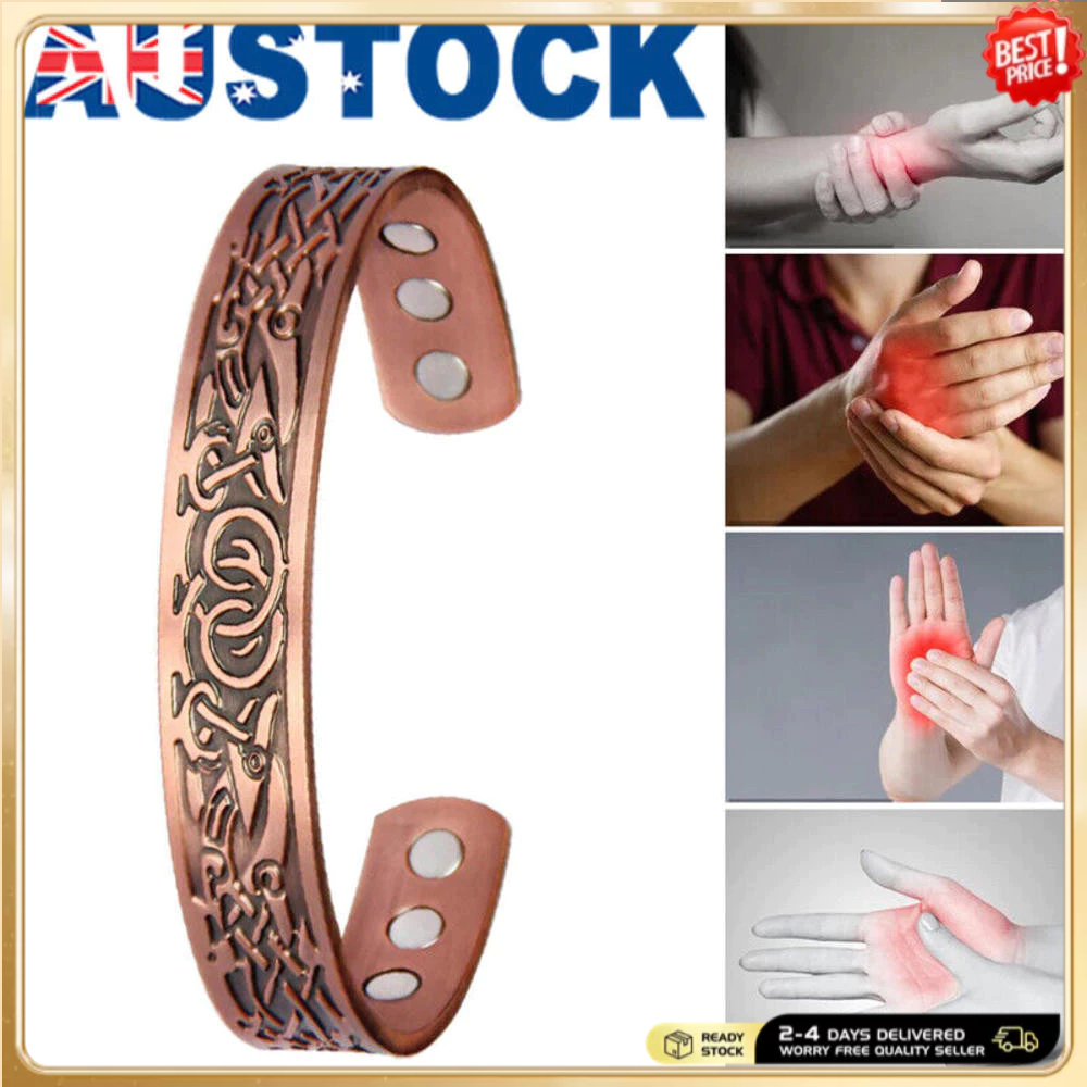 Original Pure Copper Magnetic Ring Bracelet - Joint Pain Relief Style - 1 Piece Bracelet Material De Liga em Oferta na Shopee