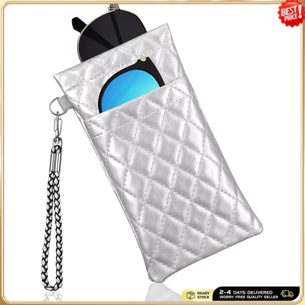 Capa Protetora De Óculos De Sol De Camada Dupla Bolsa Couro Pu Com Cordão Fivela De Metal Para Acessório De Viagem Moda 