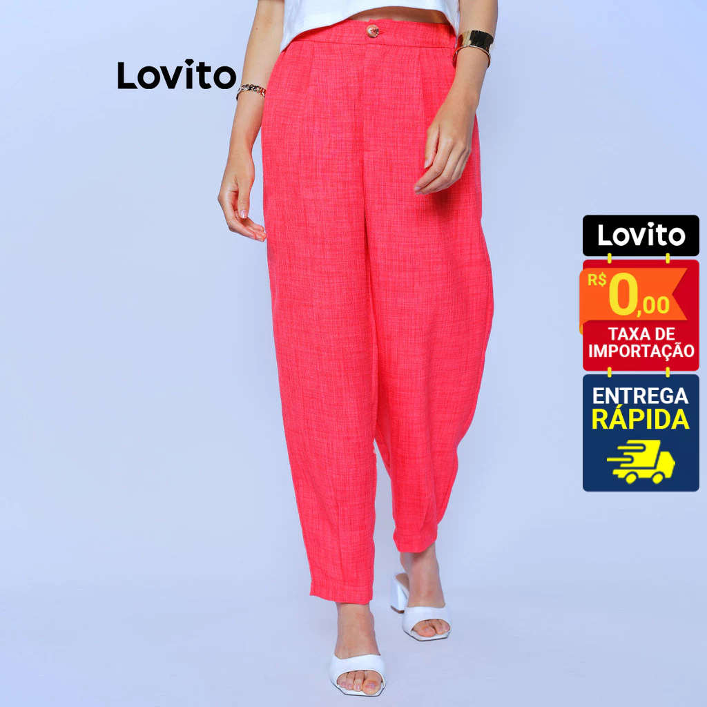 Lovito Calça Cenoura Linho Like LB609BRL639 em Oferta na Shopee