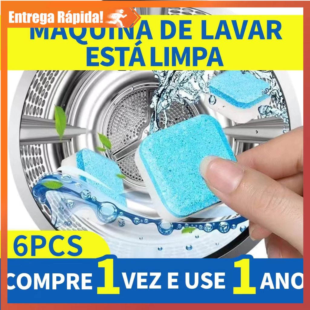 Kit 12 Comprimidos Efervescentes Limpeza Máquina Lavar Descontaminação Desinfetante Multiuso Profissional